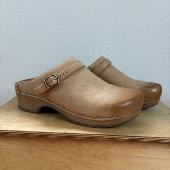 Dansko Tan Leather Mules - Picture 2 of 6